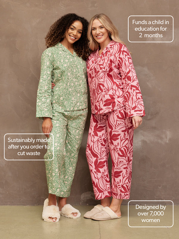 Rosie - Poplin Pyjama - Green & Cream