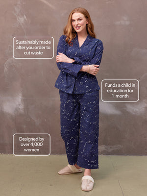 Rosie - Poplin Pyjama Set - Navy Comet Print