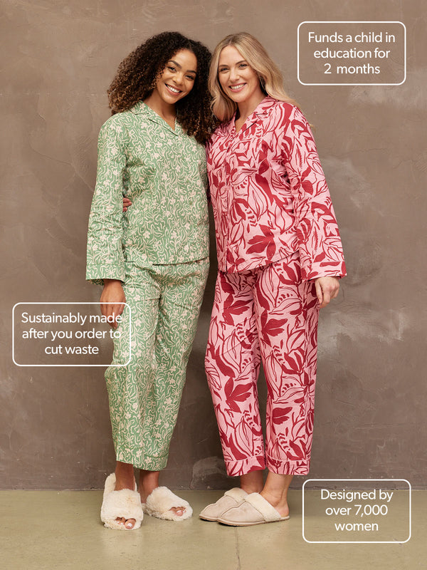 Rosie - Poplin Pyjama - Pink & Red