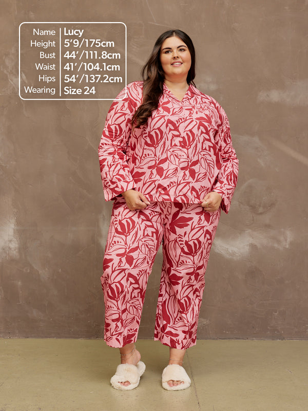 Rosie - Poplin Pyjama - Pink & Red