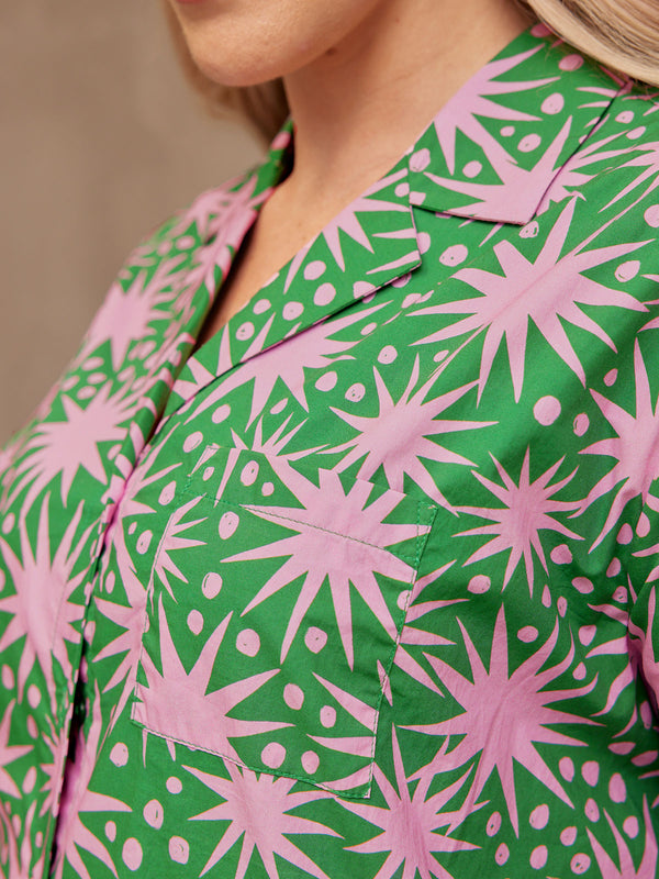 Rosie - Poplin Pyjama - Green & Pink