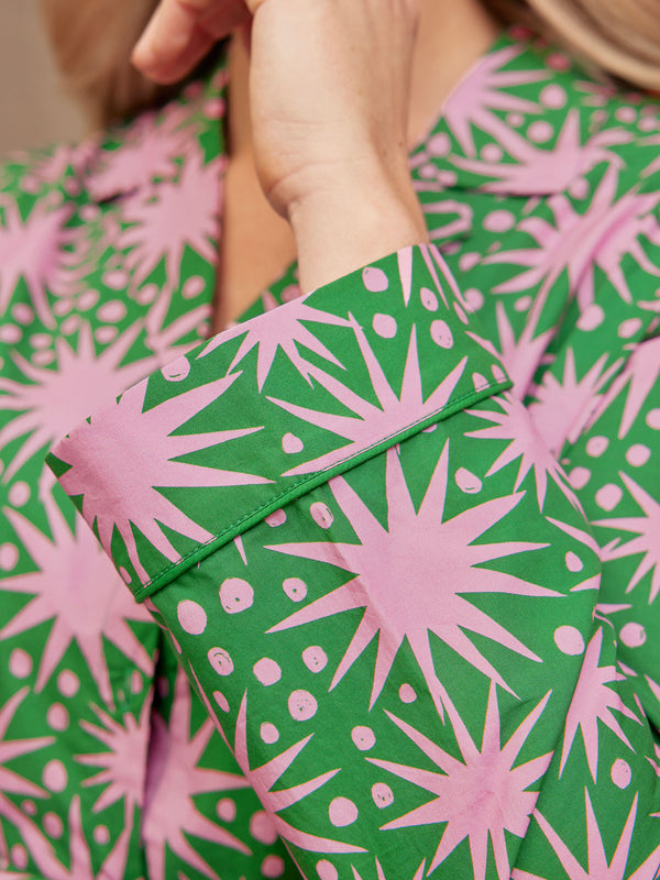 Rosie - Poplin Pyjama - Green & Pink