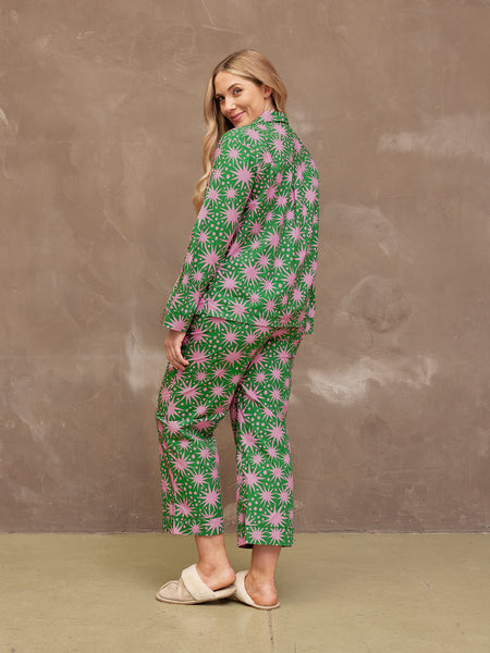 Rosie - Poplin Pyjama - Green & Pink