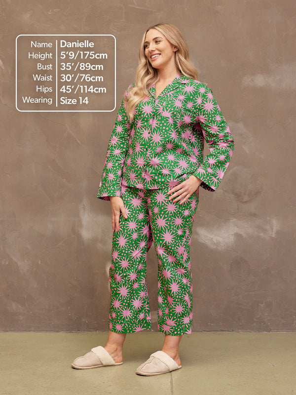 Rosie - Poplin Pyjama - Green & Pink