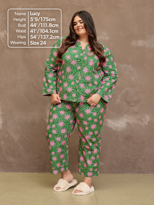 Rosie - Poplin Pyjama - Green & Pink