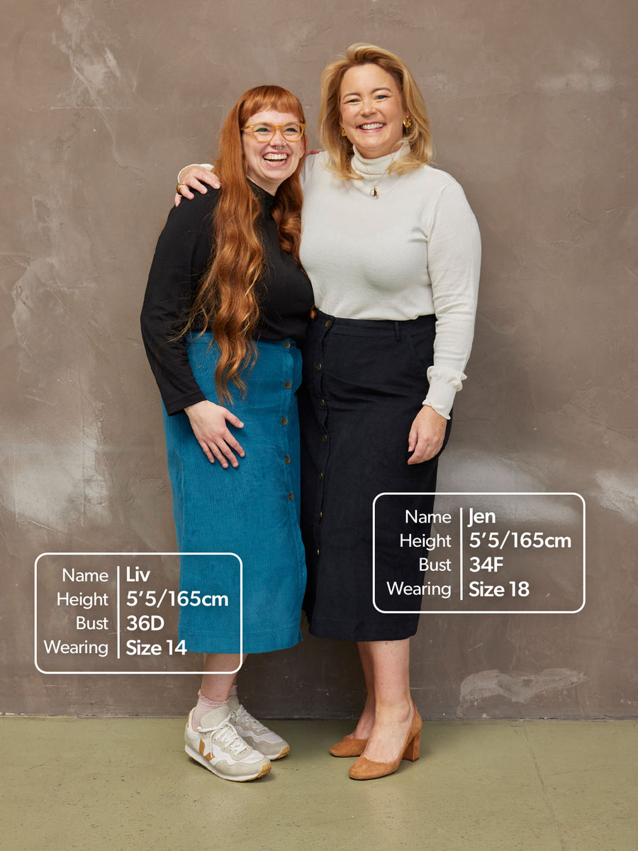 Roxy - Cord Midi Skirt - Teal