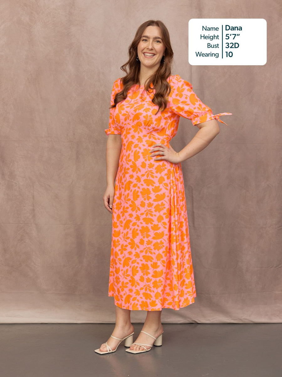 new look tie sleeve dress in orange ditsy pattern Suri Ditsy Floral Mini Dress, Orange Floral North & Main Clothing Company