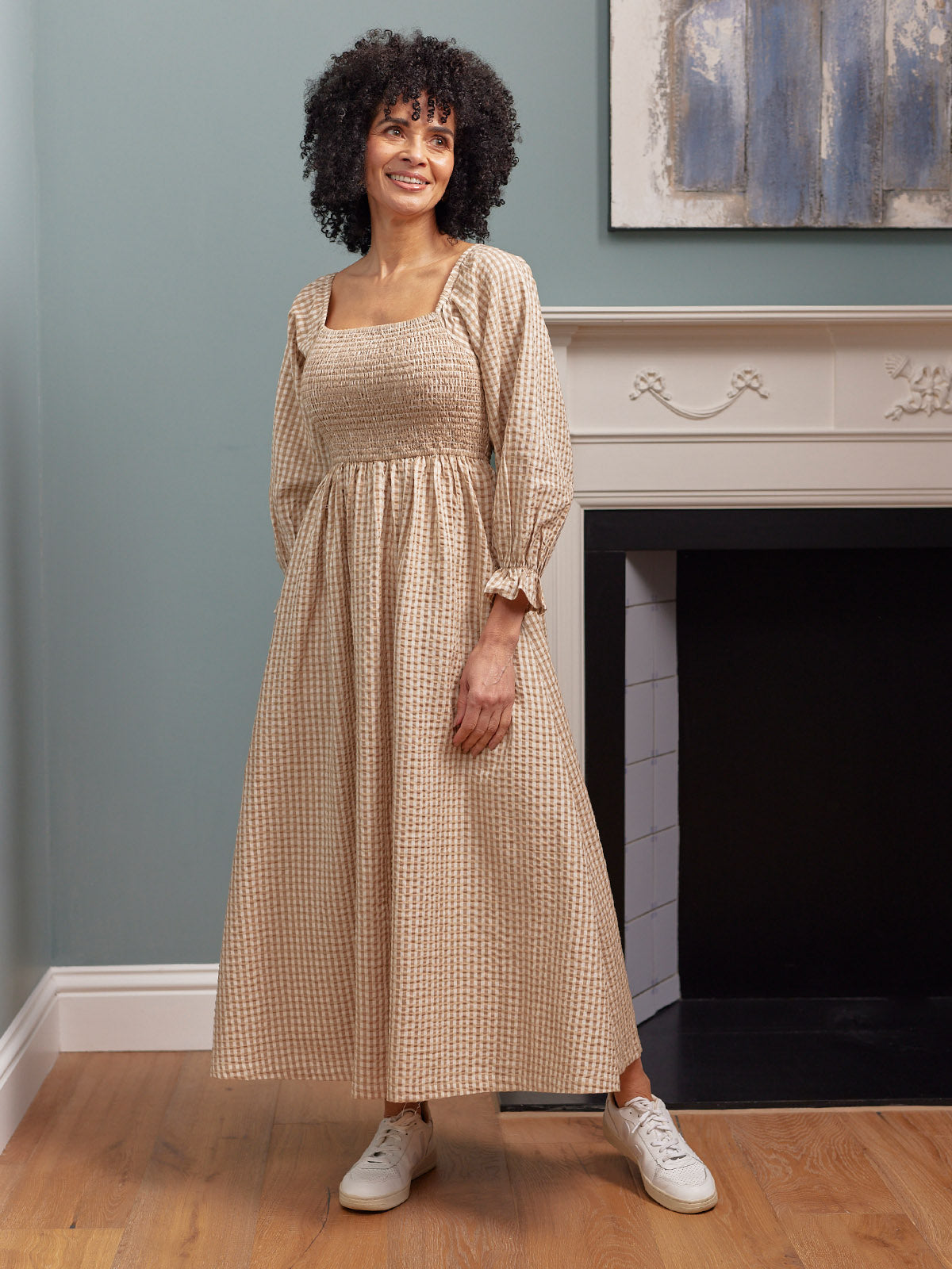Sam Shirred Puff Sleeve Dress
