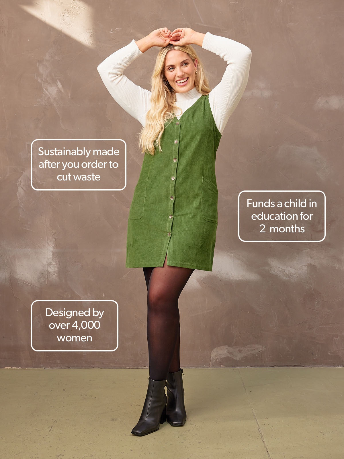 Olive green hot sale pinafore dress