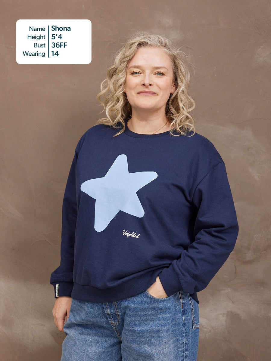 Shona Sweatshirt - Navy Statement Star Print
