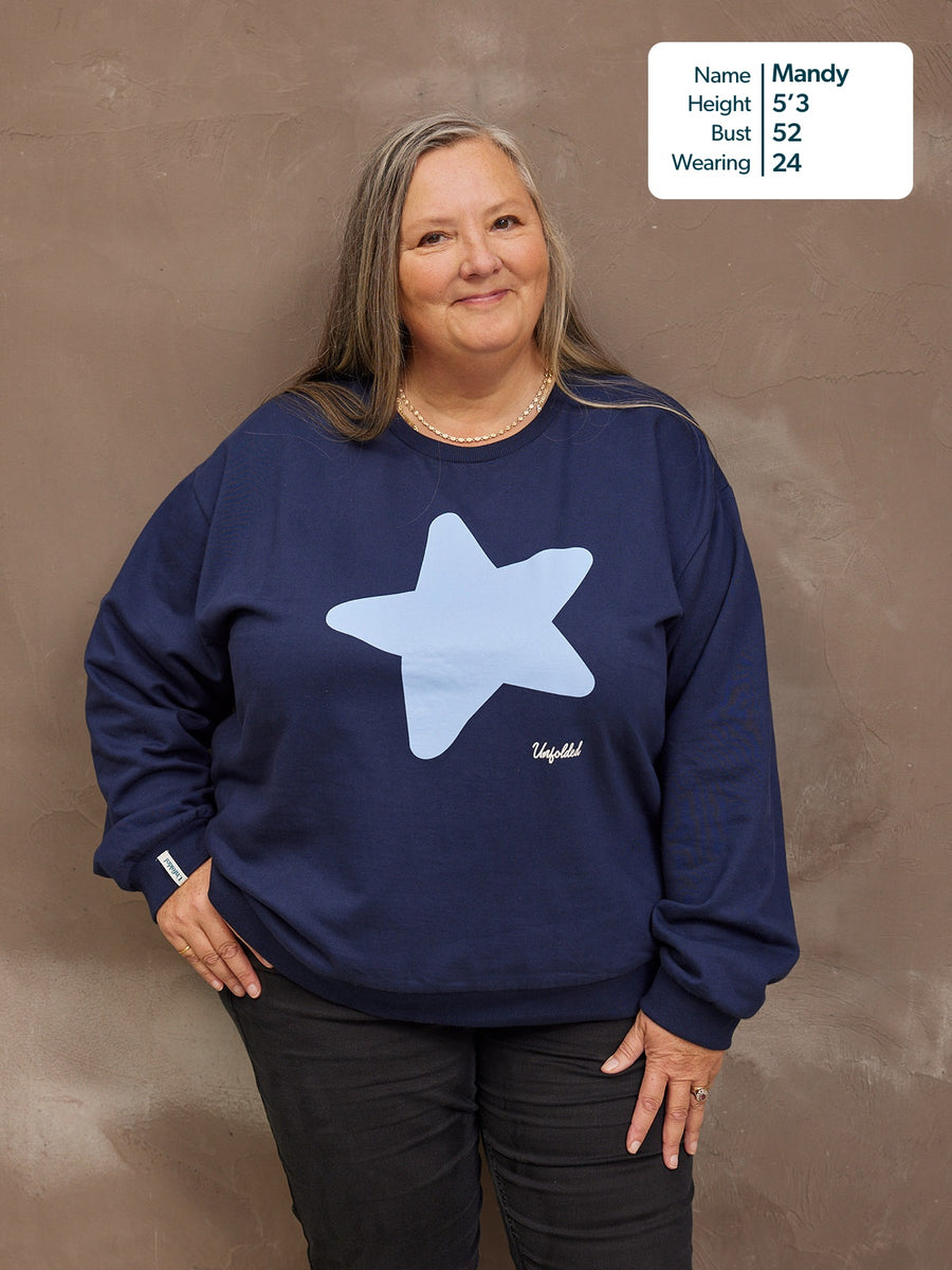 Shona Sweatshirt - Navy Statement Star Print