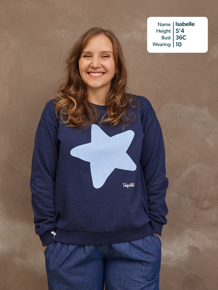 Shona Sweatshirt - Navy Statement Star Print