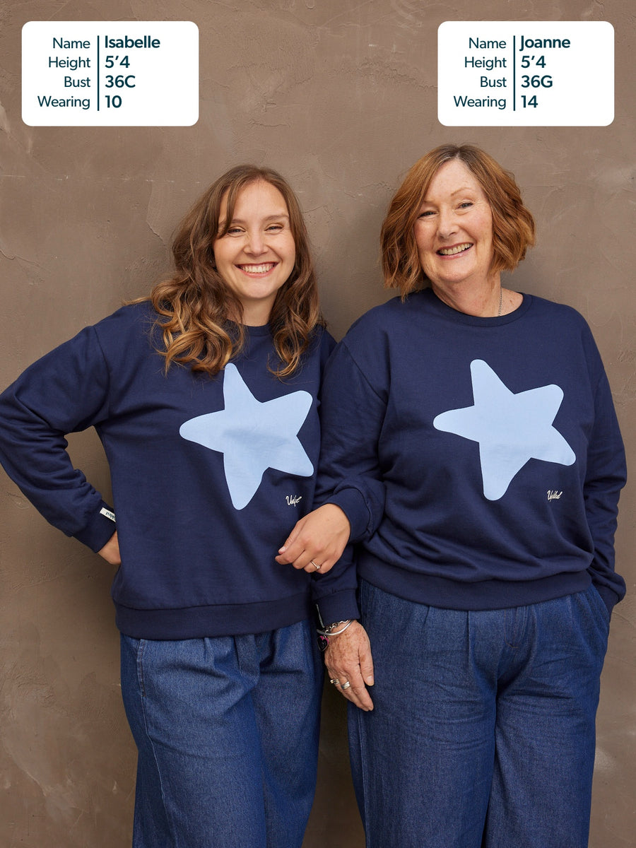 Shona Sweatshirt - Navy Statement Star Print