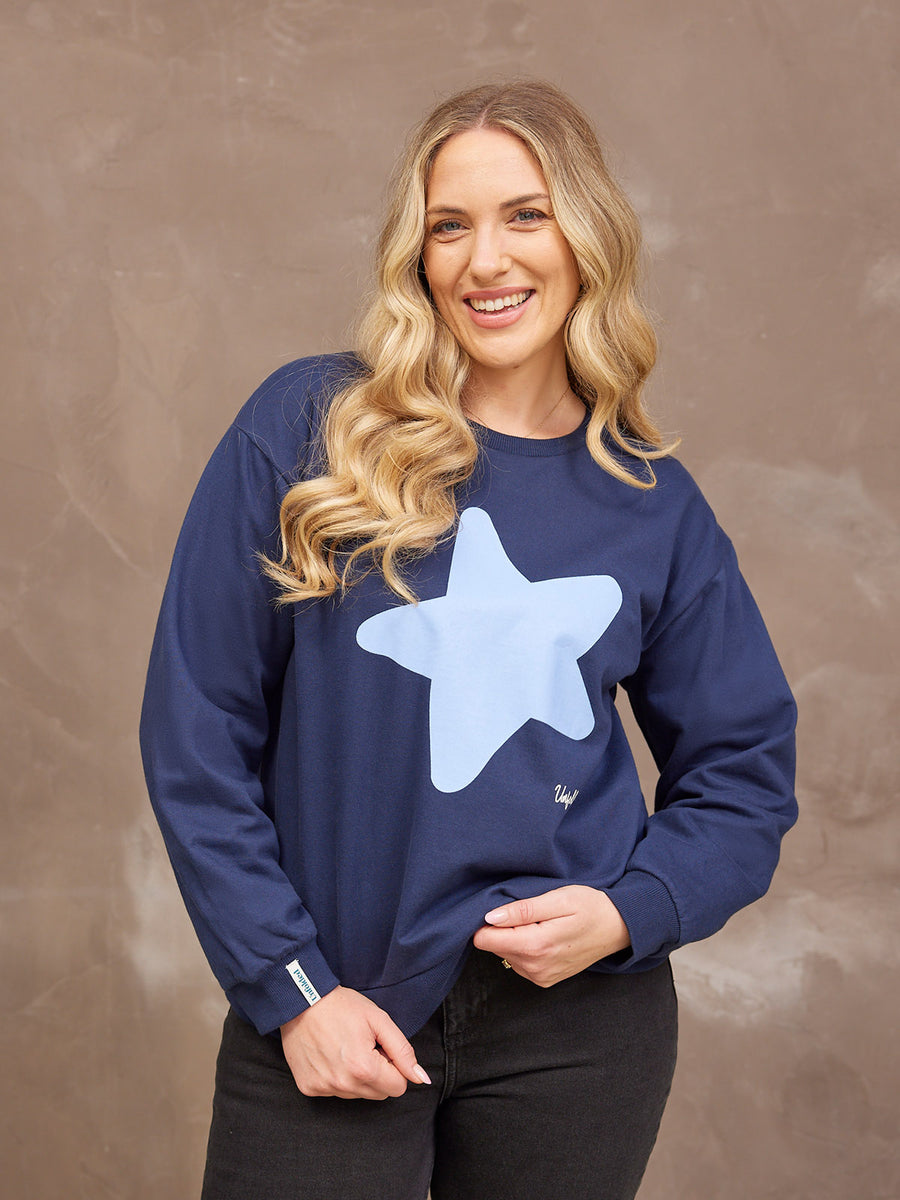 Shona Sweatshirt - Navy Statement Star Print