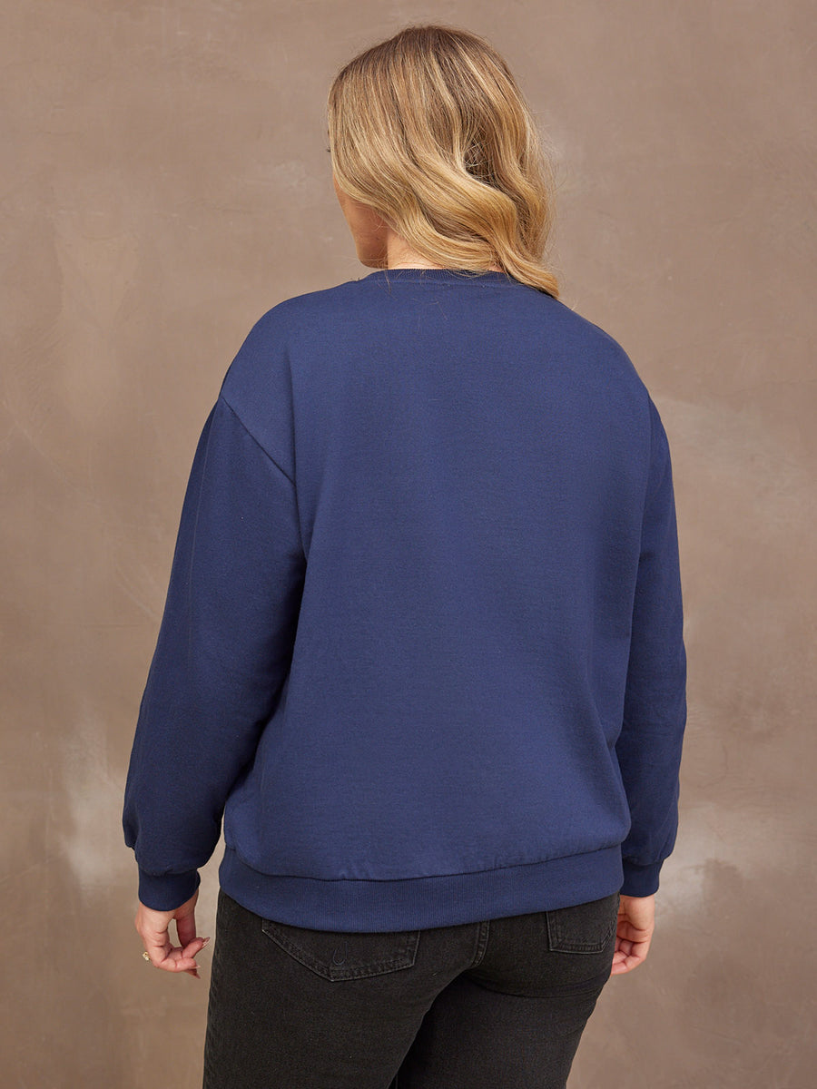 Shona Sweatshirt - Navy Statement Star Print