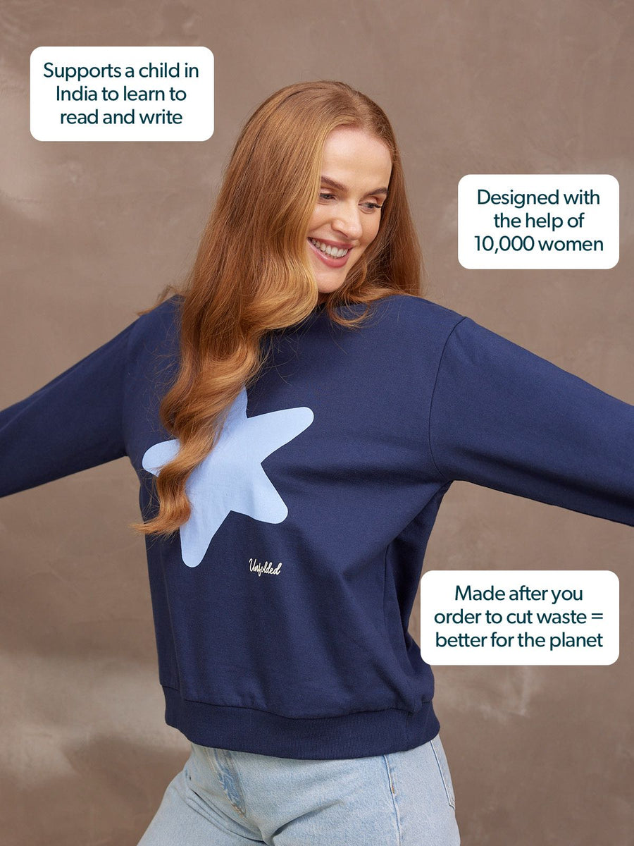 Shona Sweatshirt - Navy Statement Star Print