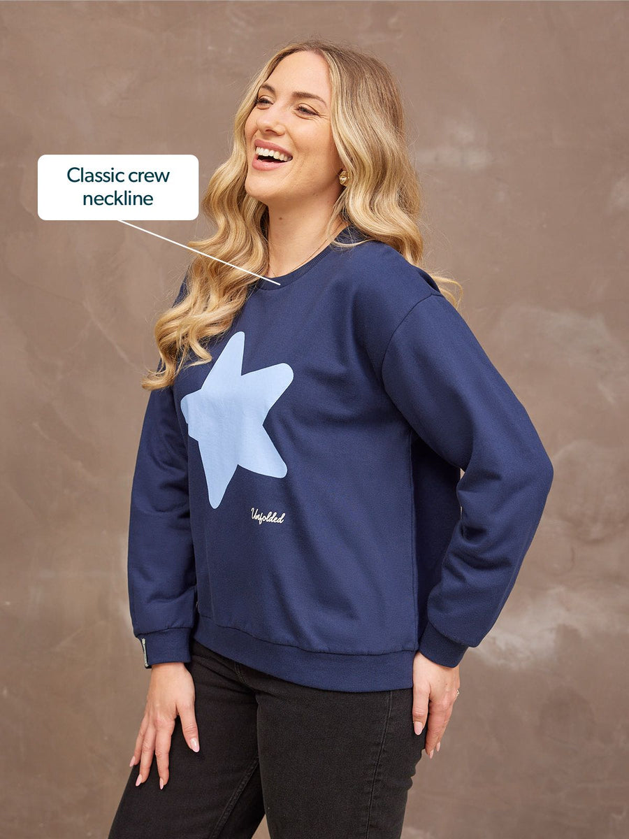 Shona Sweatshirt - Navy Statement Star Print