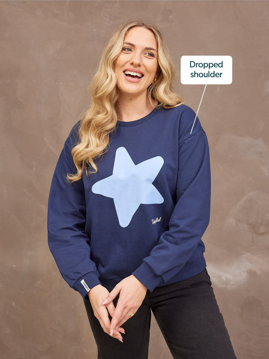 Shona Sweatshirt - Navy Statement Star Print