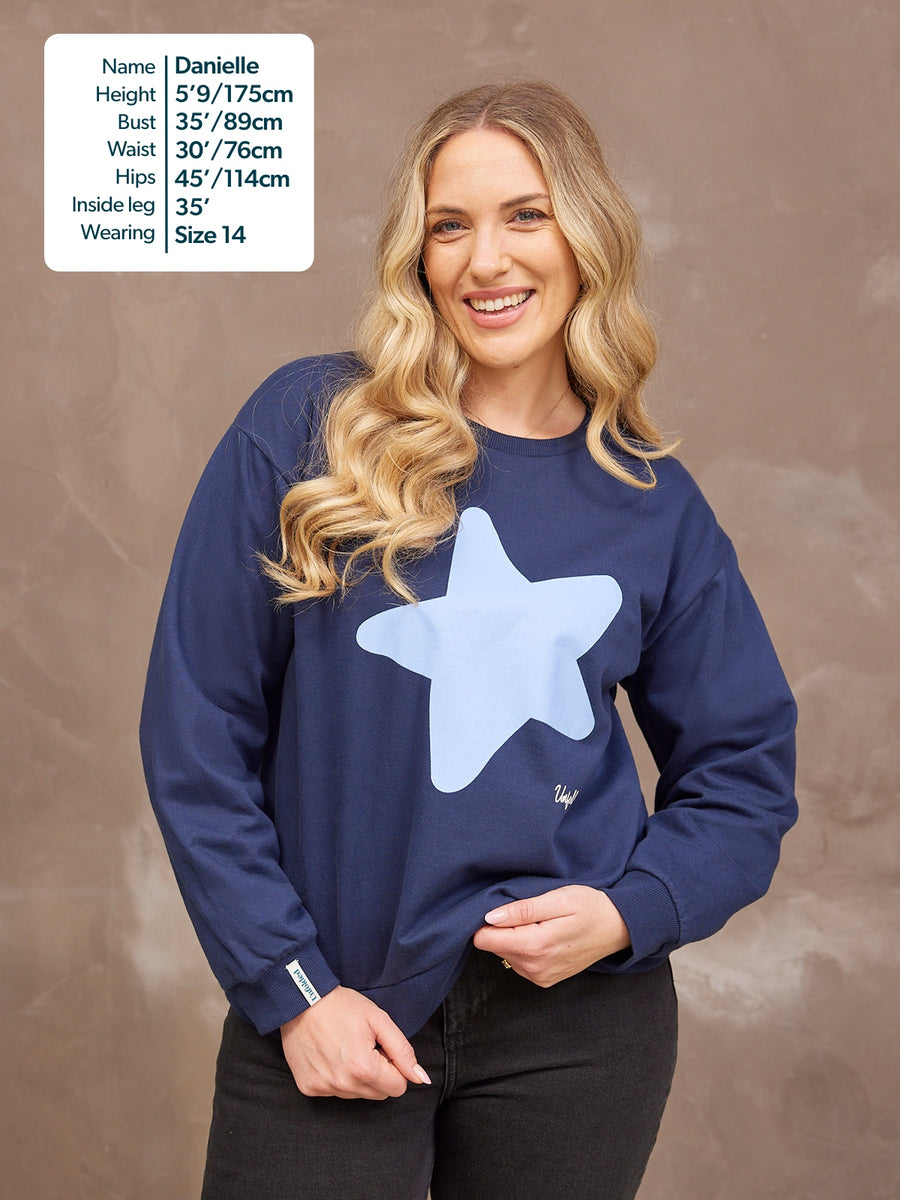 Shona Sweatshirt - Navy Statement Star Print
