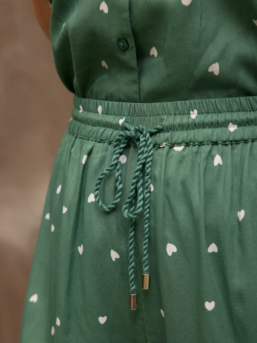 Sian - Pyjamas - Olive Heart Print