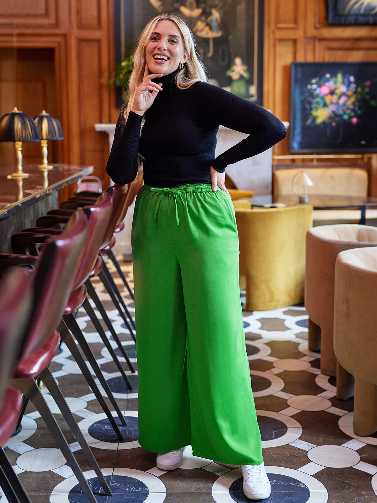 Loulou Trousers - Bright green - Recycled polyester - Sézane