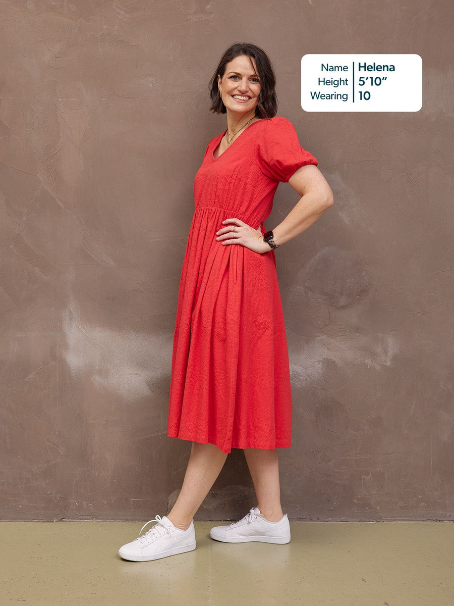 Marilyn Seersucker Dress - Red