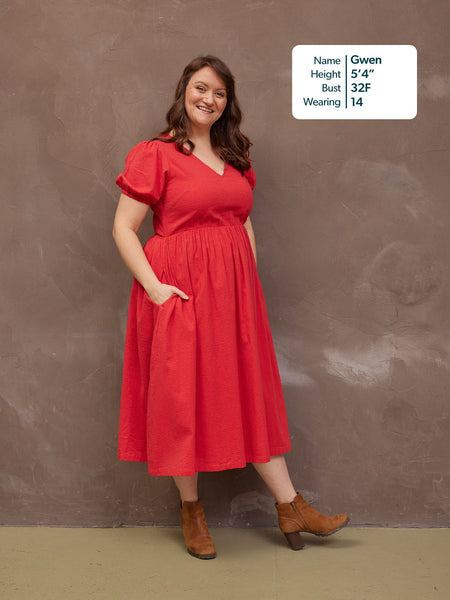 Marilyn Seersucker Dress - Red