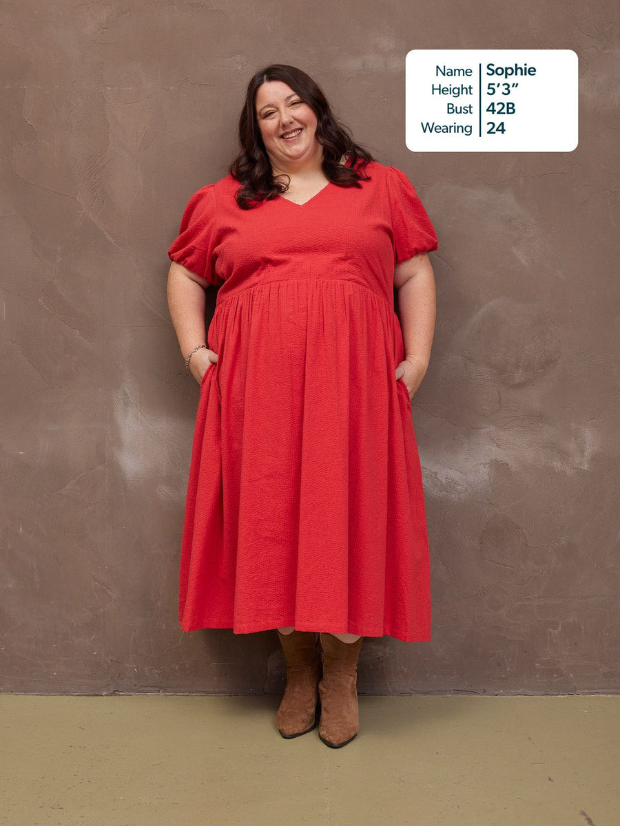 Marilyn Seersucker Dress - Red