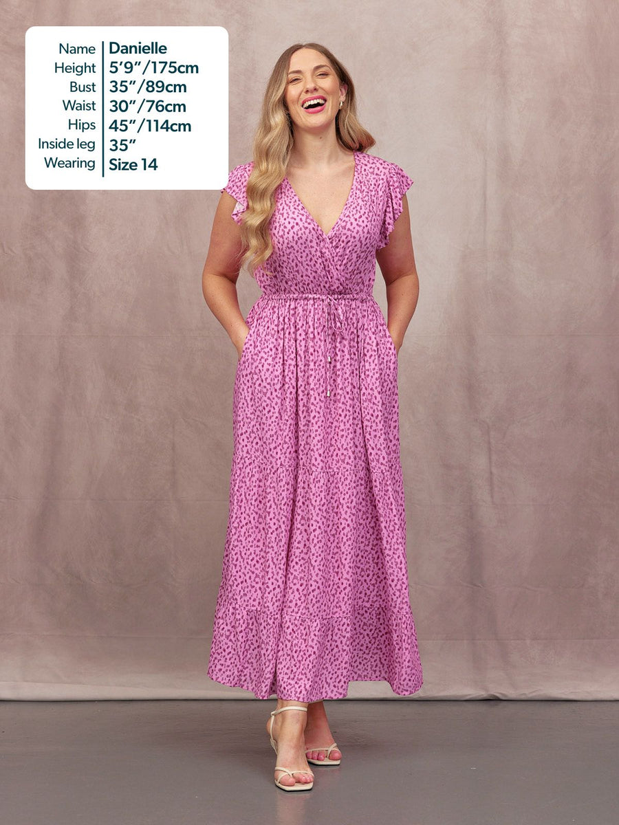 Susan Maxi Dress - Pink Dot Print  This is Unfolded