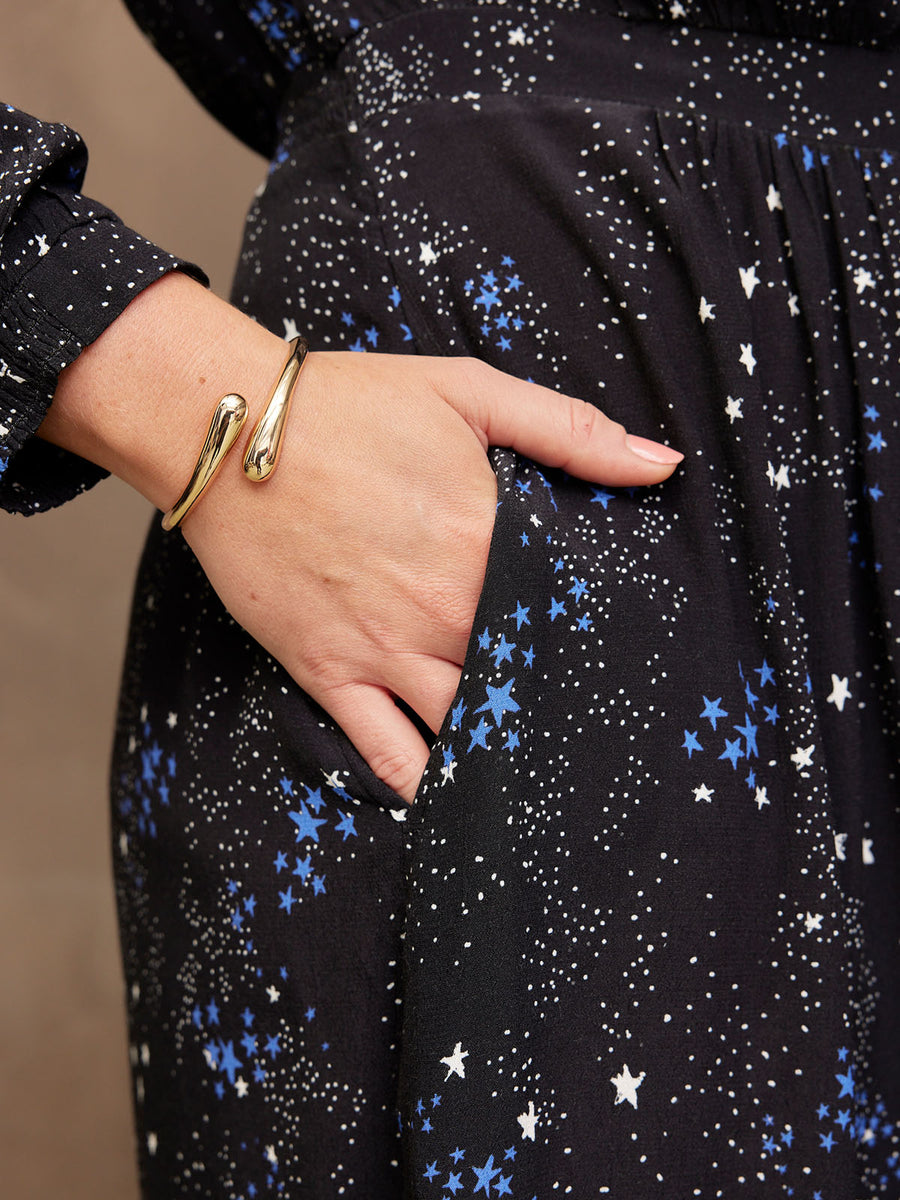 Susanne - V Neck Button Dress - Star Print - Sample