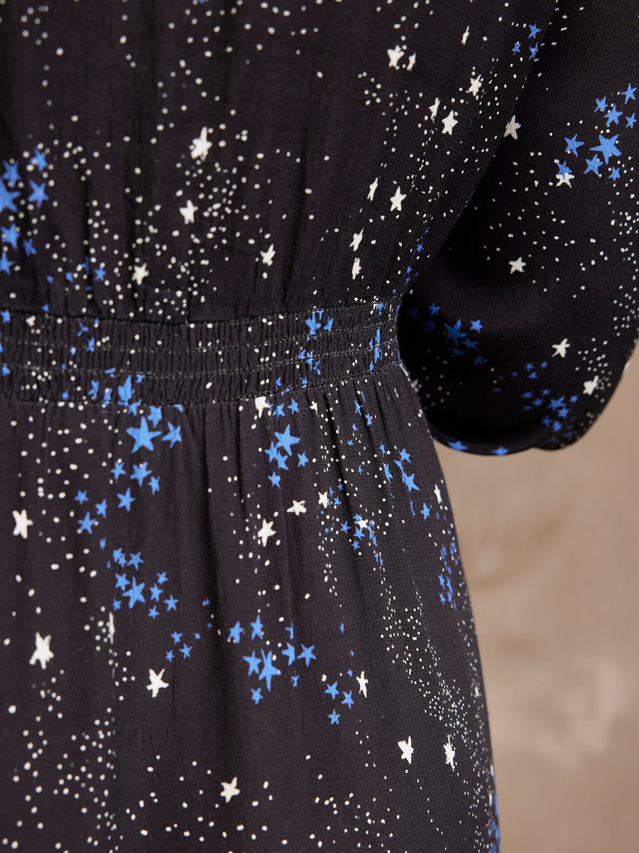 Susanne - V Neck Button Dress - Star Print - Sample