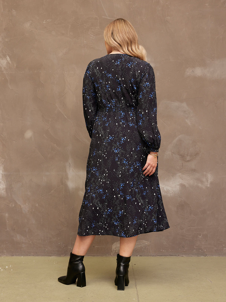 Susanne - V Neck Button Dress - Star Print - Sample