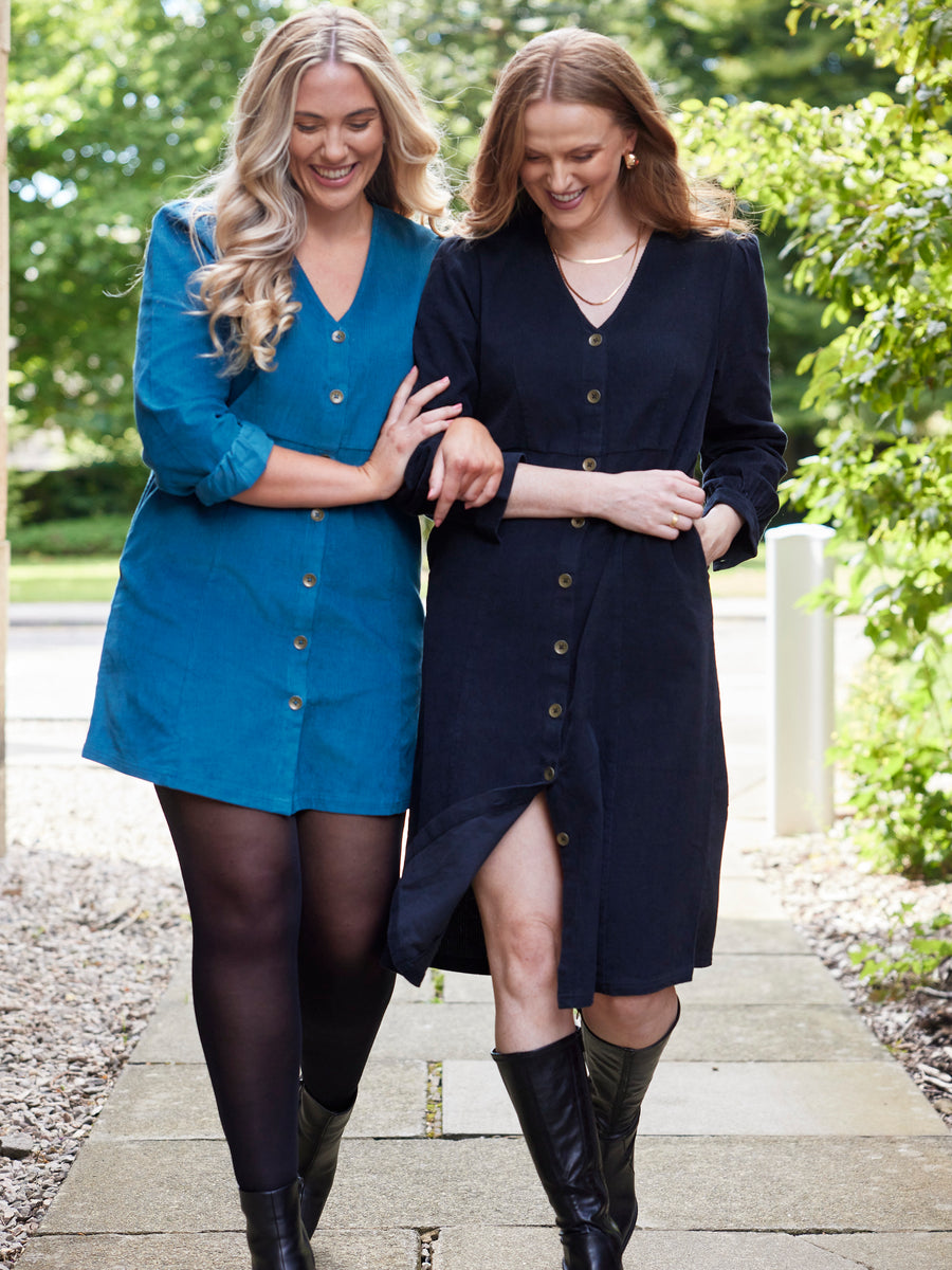 Aria - Cord Midi Dress - Black