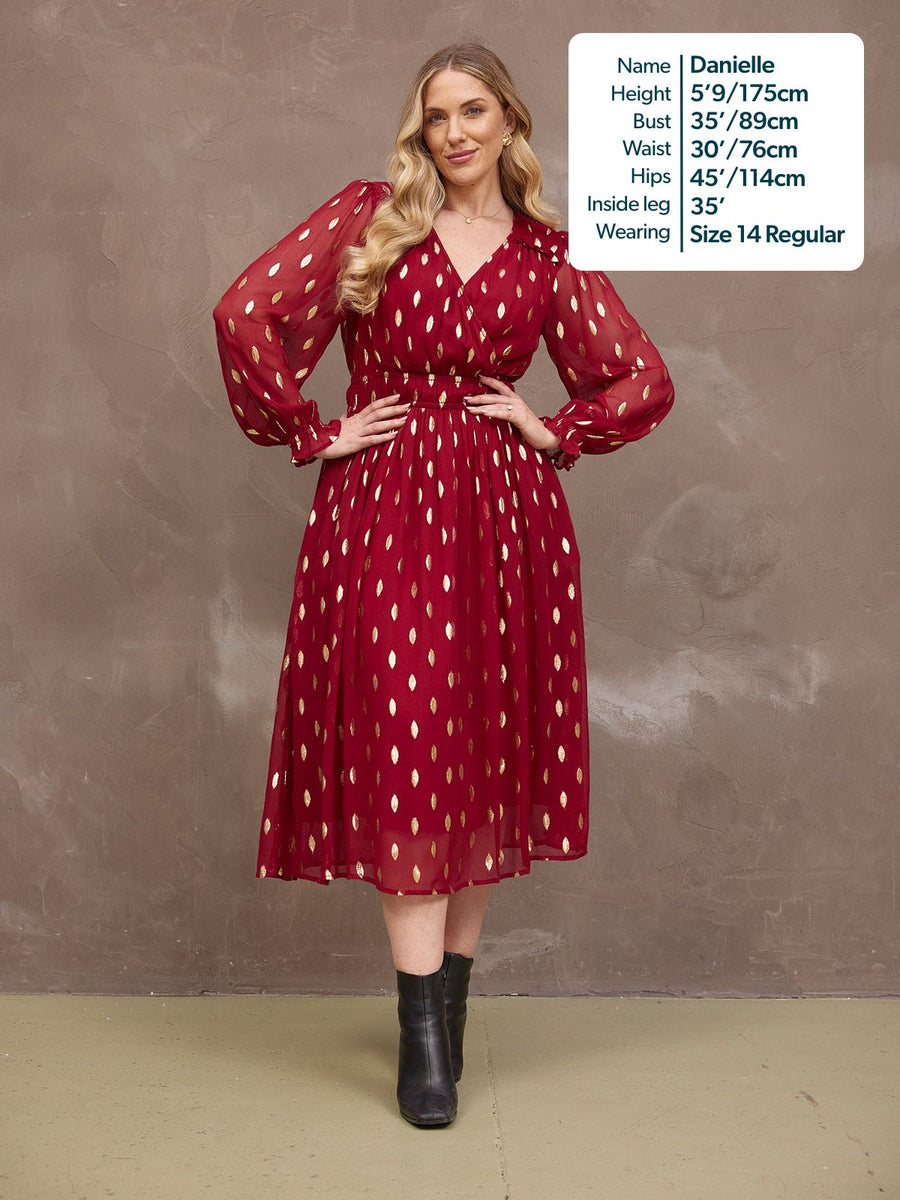 Valerie Lurex Dress - Burgundy and Gold