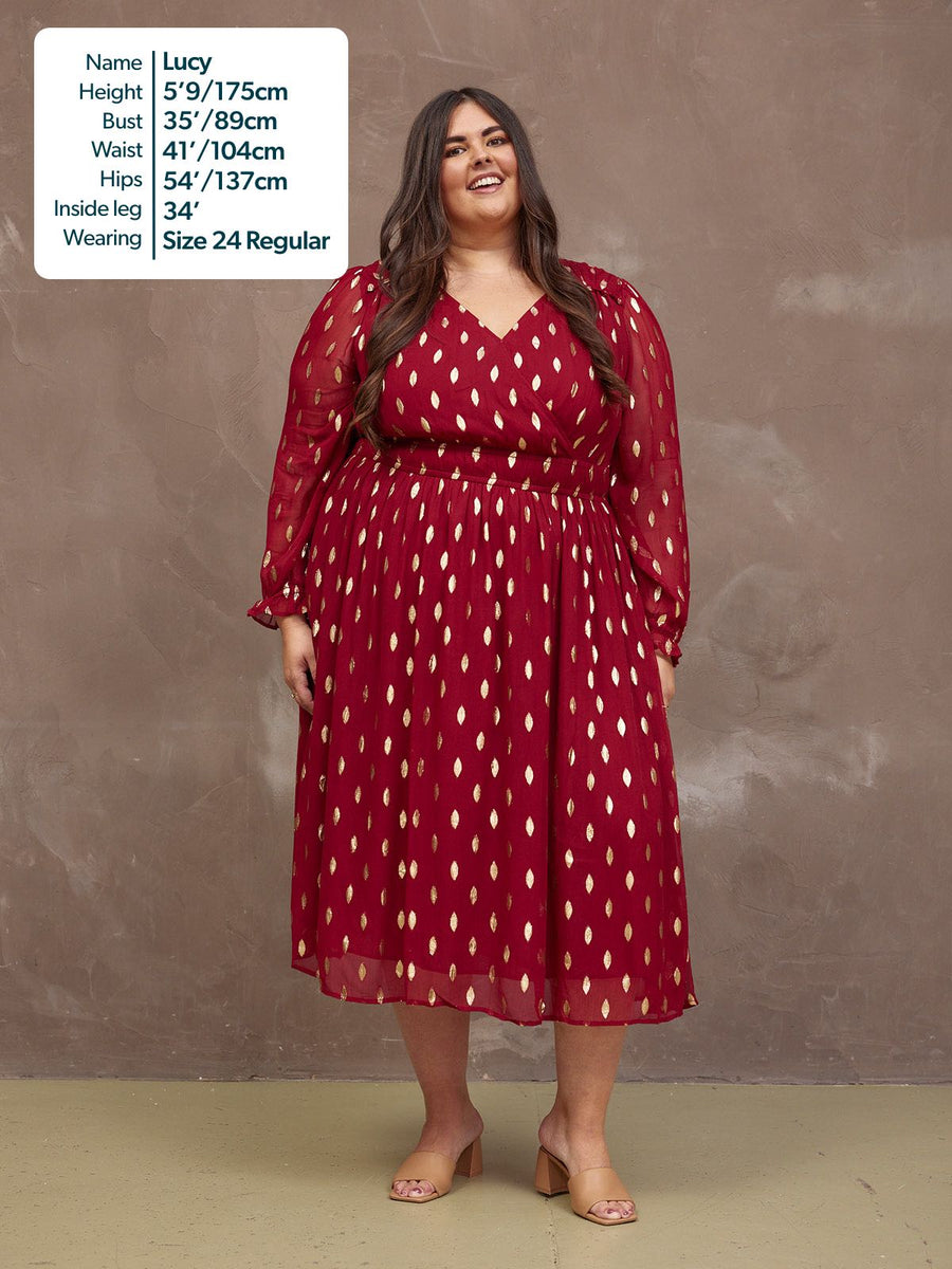 Valerie Lurex Dress - Burgundy and Gold