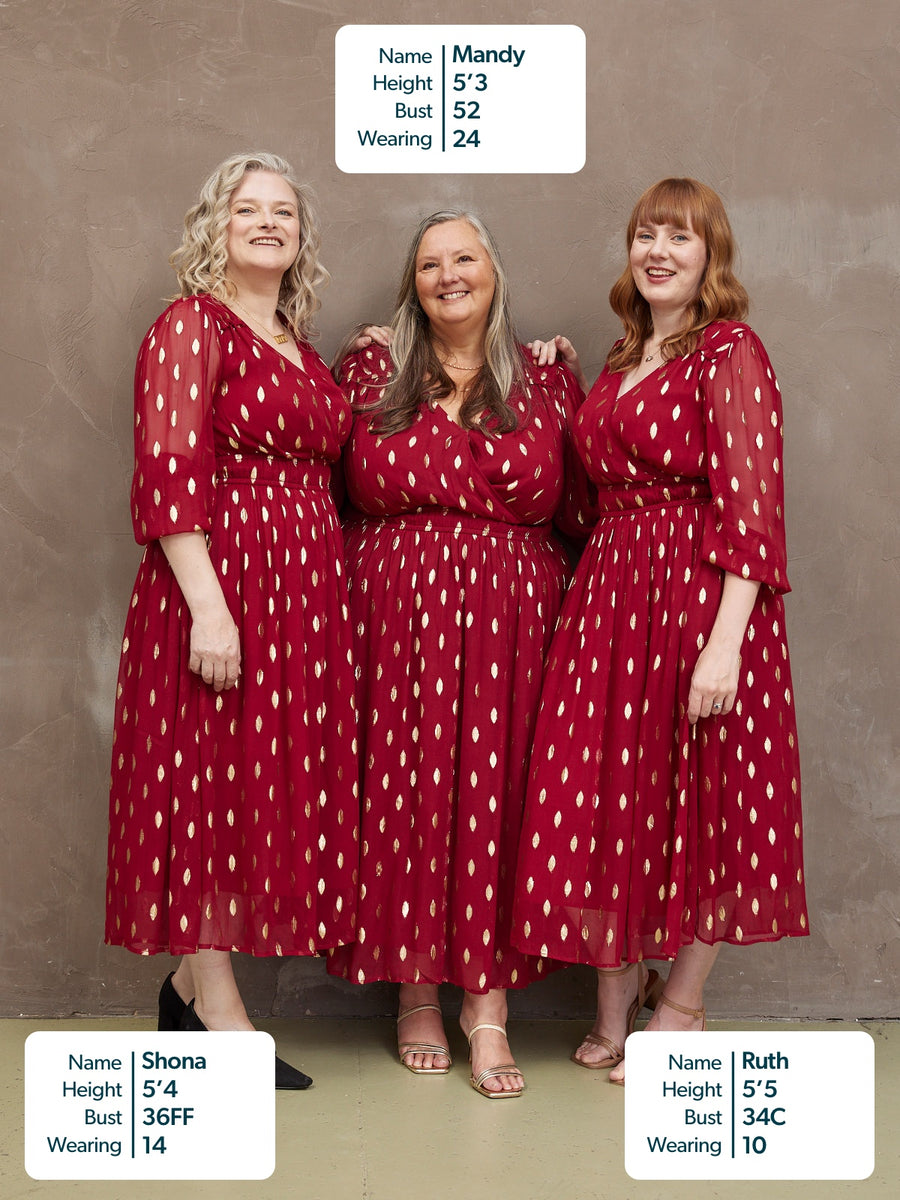 Valerie Lurex Dress - Burgundy and Gold