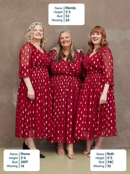 Valerie Lurex Dress - Burgundy and Gold