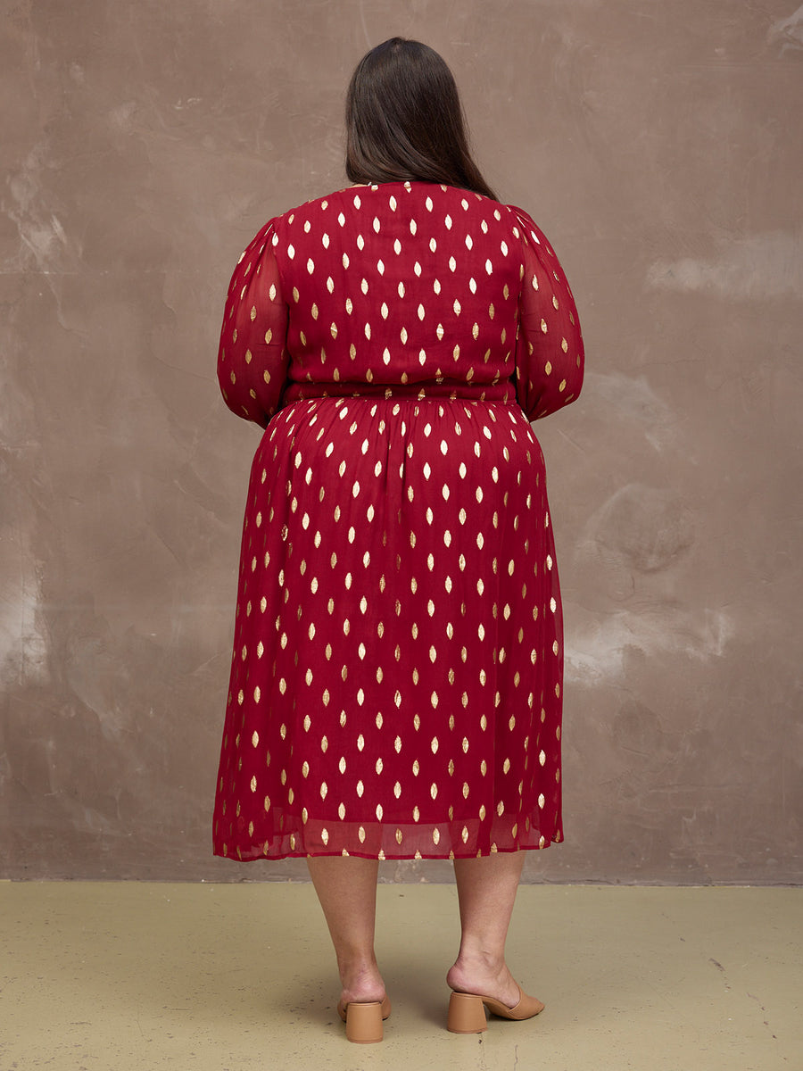 Valerie Lurex Dress - Burgundy and Gold