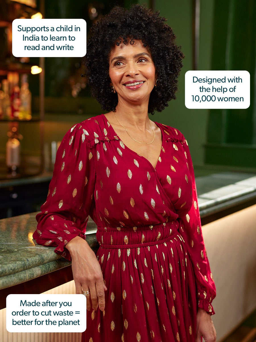 Valerie Lurex Dress - Burgundy and Gold