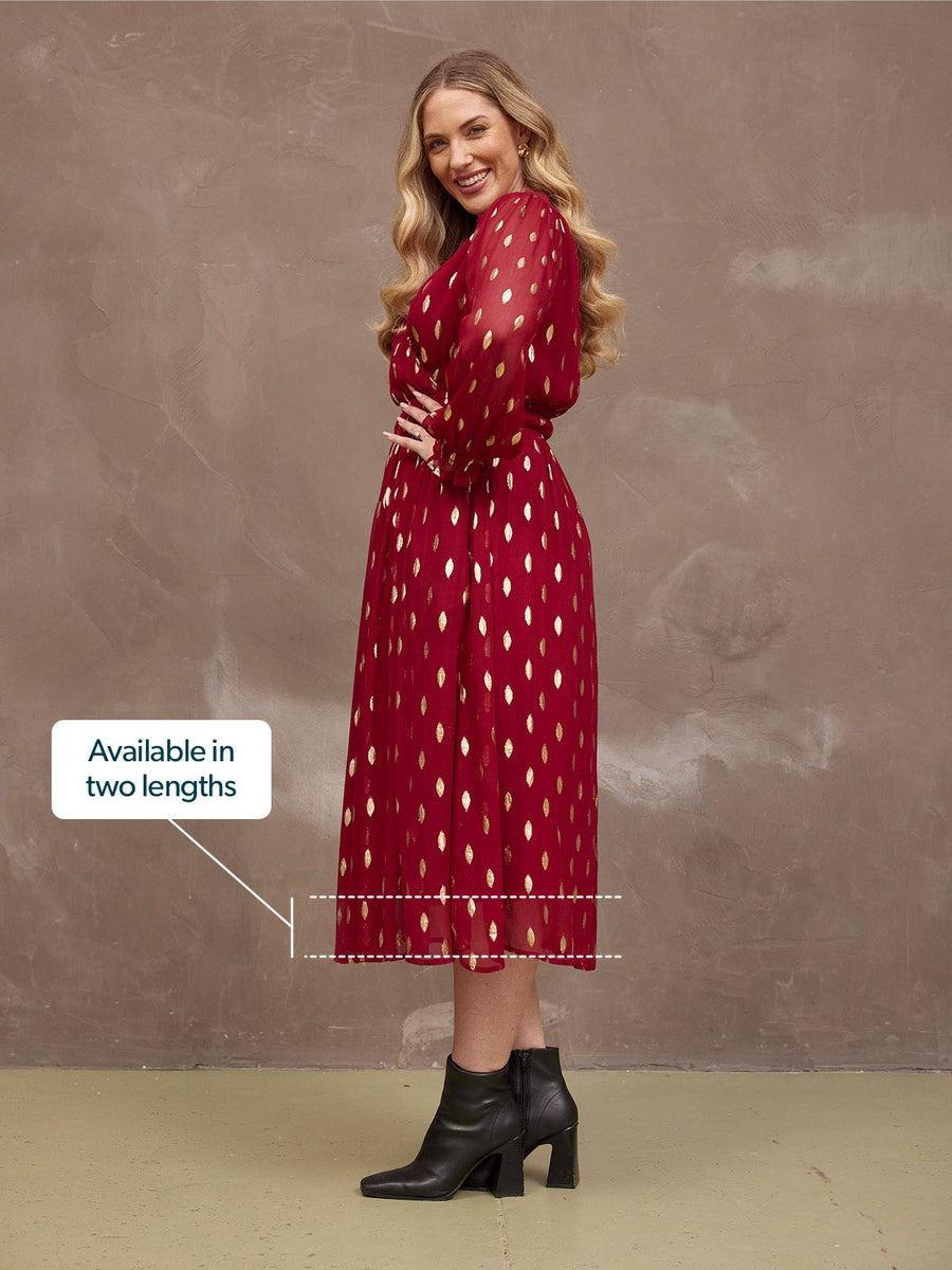 Valerie Lurex Dress - Burgundy and Gold