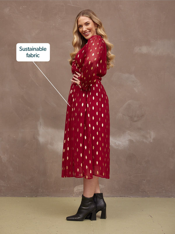 Valerie Lurex Dress - Burgundy and Gold
