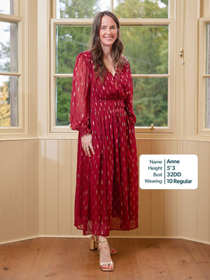 Valerie Lurex Dress - Burgundy and Bronze / Silver