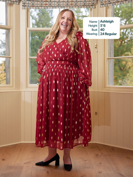 Valerie Lurex Dress - Burgundy and Bronze / Silver