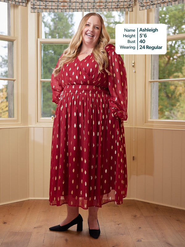 Valerie Lurex Dress - Burgundy and Bronze / Silver