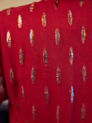 Valerie Lurex Dress - Burgundy and Bronze / Silver