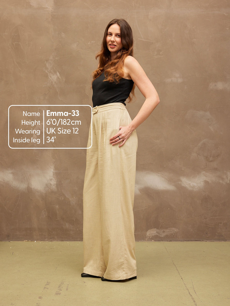 Vanessa - Tailored Wide Leg Trouser - Sand