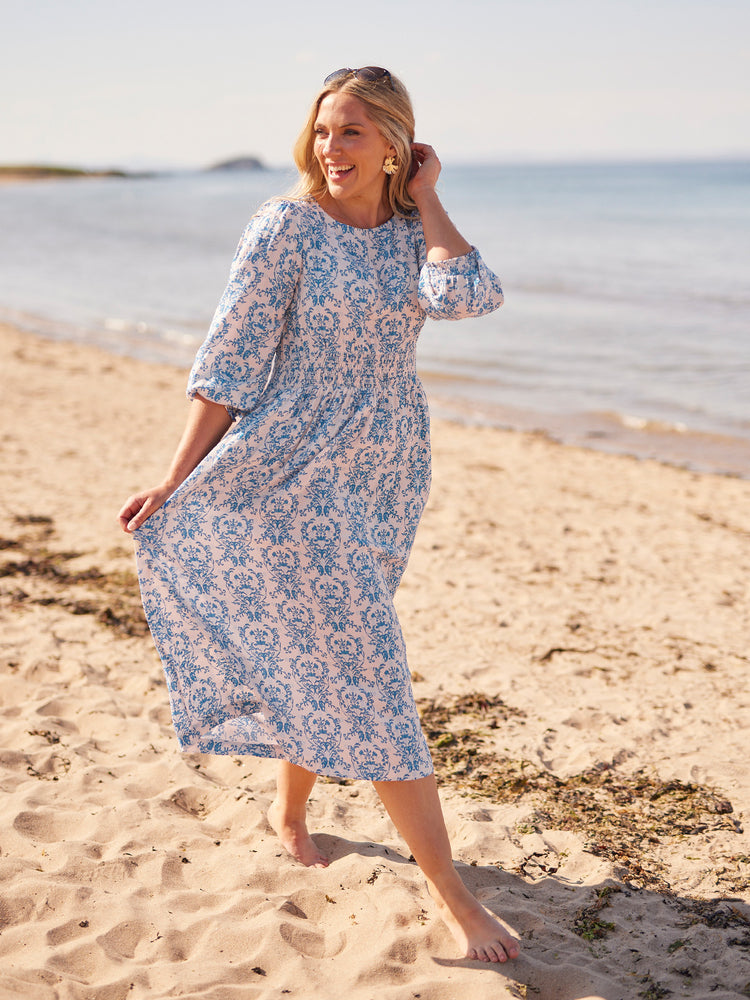 Vera Ditsy Blue Midi Dress