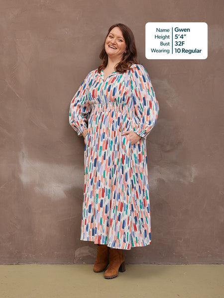 Vera Midi Dress - Brushstroke