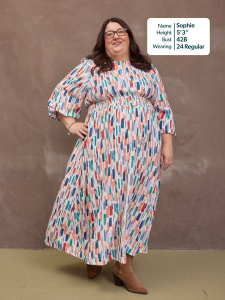 Vera Midi Dress - Brushstroke