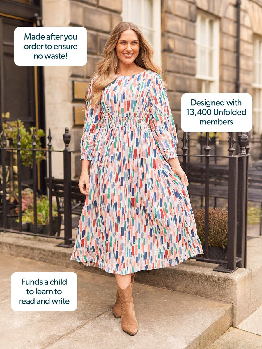 Vera Midi Dress - Brushstroke